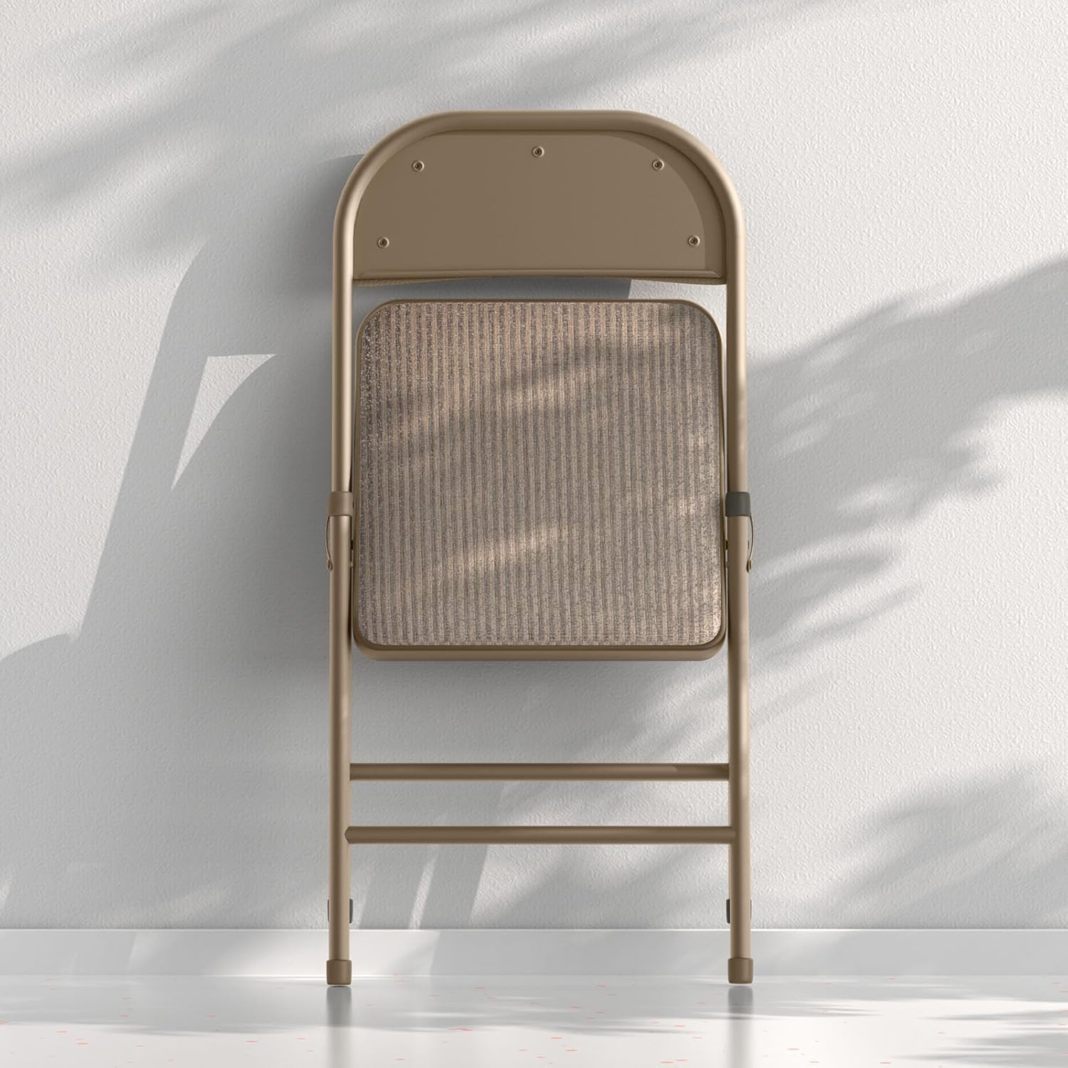 Nazhura 4 Pack Folding Chairs, Fabric Dining Chair Set with Padded Cushion and Back, Indoor Outdoo Seat for Home Office Events Wedding Party (Oatmeal Strip Fabric Seating)