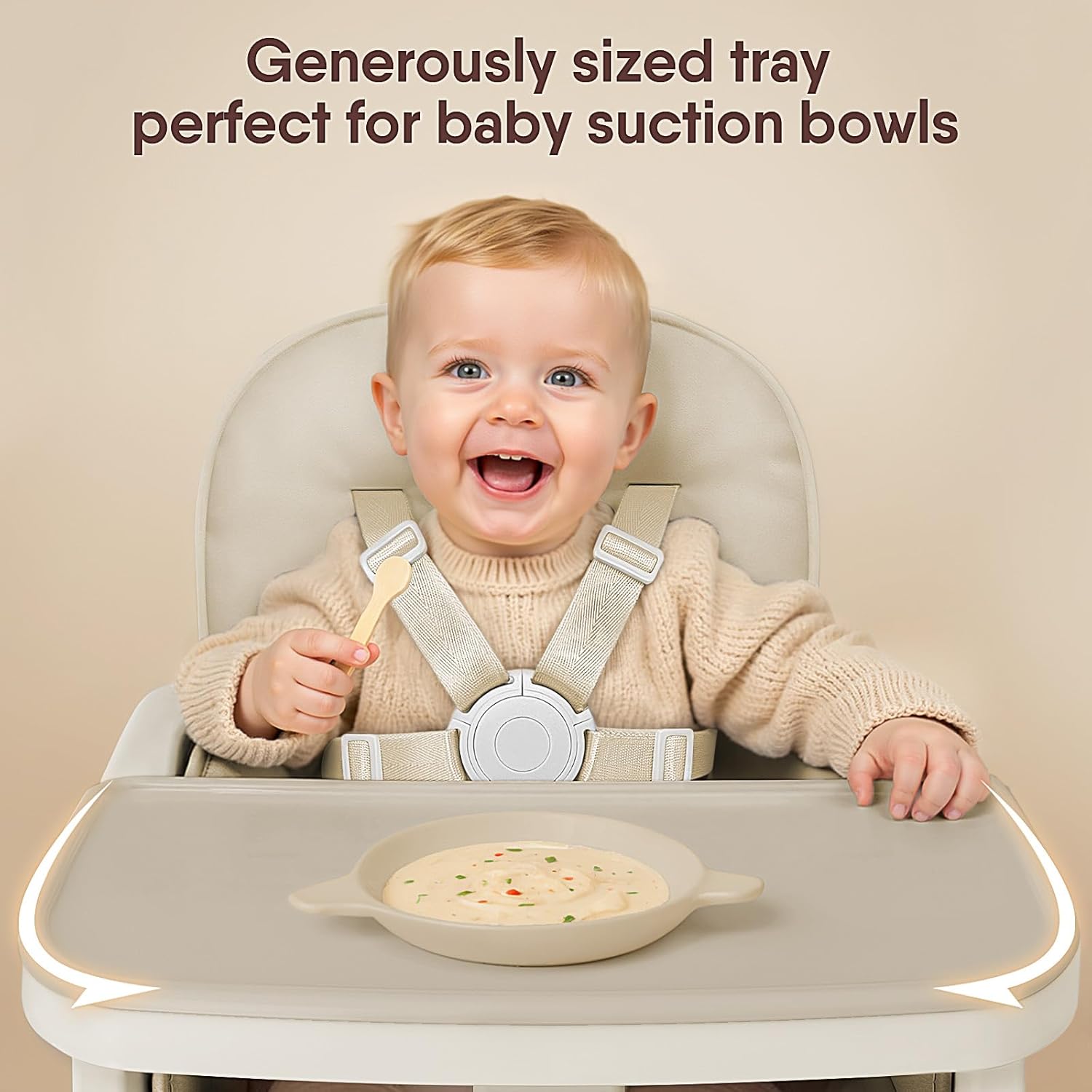 Obee Odee 3-in-1 Portable Baby High Chair for Babies and Toddlers, Convertible Easy Clean Infant Foldable Highchair with Adjustable Legs & Dishwasher Safe Tray, Beige