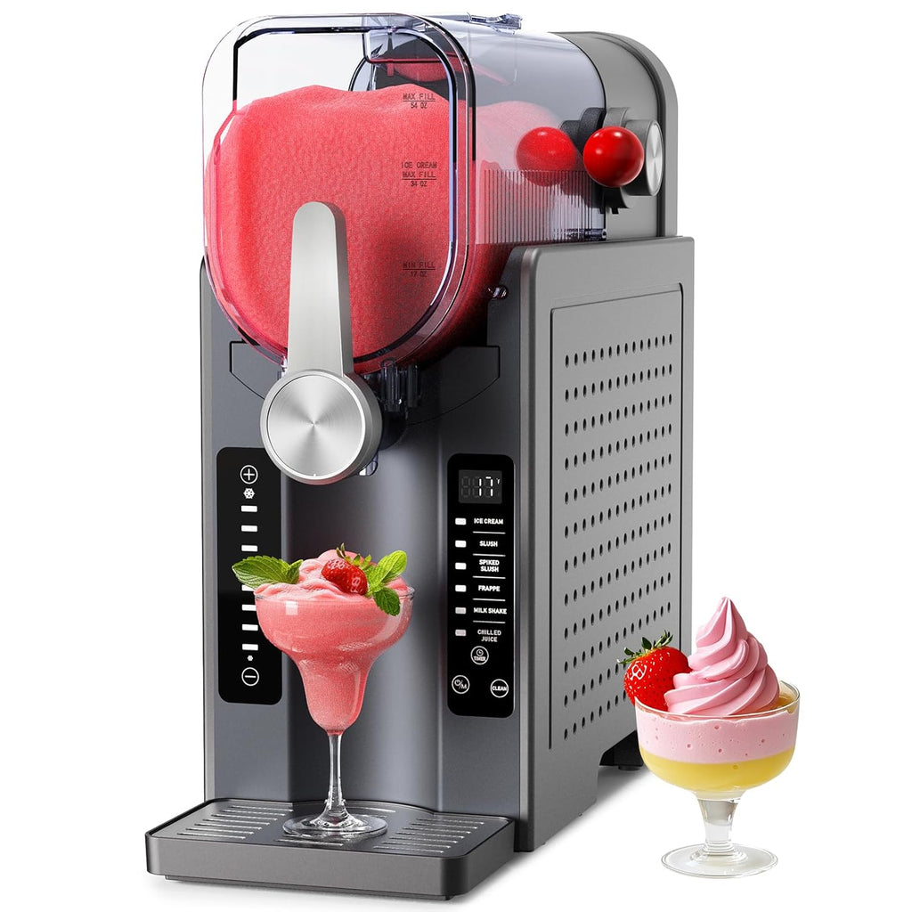 Slushie Machine: No Ice Needed Slushy Machine for Home, 6 Preset, Real-Time Temp Display, Auto-Clean | Frozen Margaritas, Cocktails, Frappés, Ice Cream, Smoothies, Milkshakes,Summer Parties