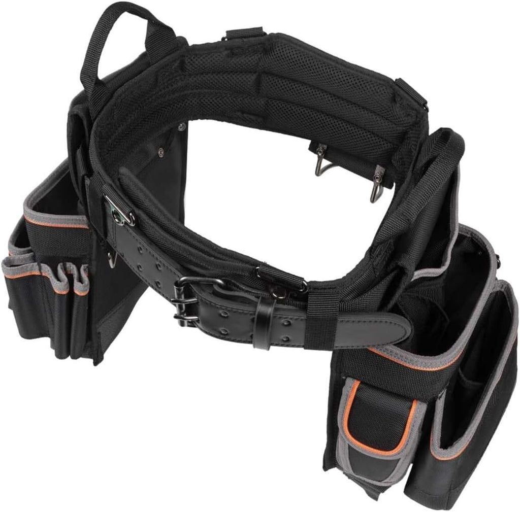 Klein Tools 55428 Tradesman Pro Electrician's Padded Tool Belt and Tool Pouch Combo for Long-wear Comfort and Durability Size Large