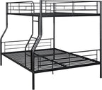 Full XL Over Queen Metal Bunk Bed,Heavy-Duty Metal Bunk Bed Fame with Ladder&Full-Length Guardrails,Convertible into 2 Individual Twin Beds for Kids,Teens,and Adults,Under-Bed Storage Space,Black