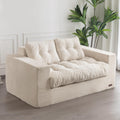 MAXYOYO Bean Bag Chair for Adults, Upholstered Floor Sofa with Armrests, Loveseat Boneless Couch with Tufted Cushion & Backrest, Sofa in A Box, Large Bean Bag Couch for Bedroom Living Room, Beige