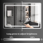 Koonmi 60"x36" LED Mirror for Bathroom, 90CRI Anti-Fog Vanity Mirror with Front and Backlight, Shatter-Proof Wall Mirror with Light, Easy Install Lighted Mirror for Modern Bathroom (IP65)
