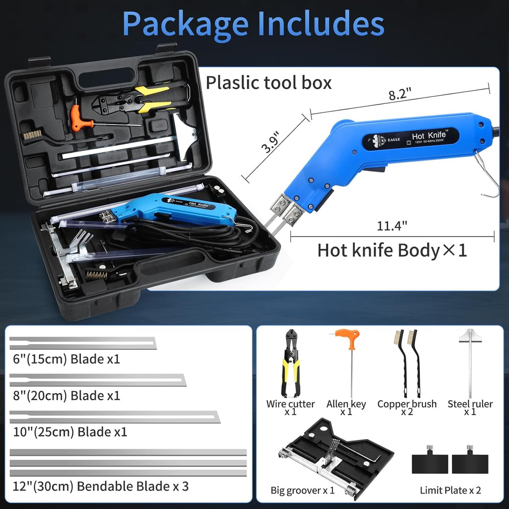 250W Hot Knife Foam Cutter for Grooving/Sculpture Styrofoam Cutter Foam Electric Cutting Tool Kit Adjustable Power Foam Cutter for EPP, EPS, XPS, EVA, Sponge, EPE, PU (FC250+Slotting)