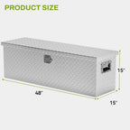 AUTOSAVER88 48 Inch Truck Bed Tool Box, Heavy Duty Aluminum Diamond Plate Tool Box Chest, Waterproof Chest Storage Box with Sliding Shelf and Lock for Trucks, Trailers, RVs, Warehouses