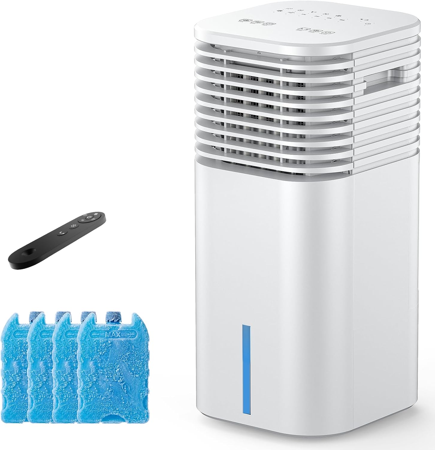 24" Windowless Portable Air Conditioner, 15H Timer & 120°Oscillation, 3-IN-1 Portable AC Unit with Remote, 2-Gal Tank, 3 Modes & 3 Speeds, Ultra-Quiet Ventless Swamp Cooler for Home Office, White