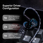 Linsoul Kiwi Ears Astral 1DD+6BA Hybrid in Ear Monitor  Wired Earbuds  HiFi Studio Recording &Mixing Earphone  Portable Gaming IEMs for Professional Music Engineers Audiophiles (Blue)