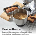 Hamilton Beach Electric Stand Mixer, 4 Quarts, Dough Hook, Flat Beater Attachments, Splash Guard, 7 Speeds with Whisk, Easy-Carry Top Handle, Silver