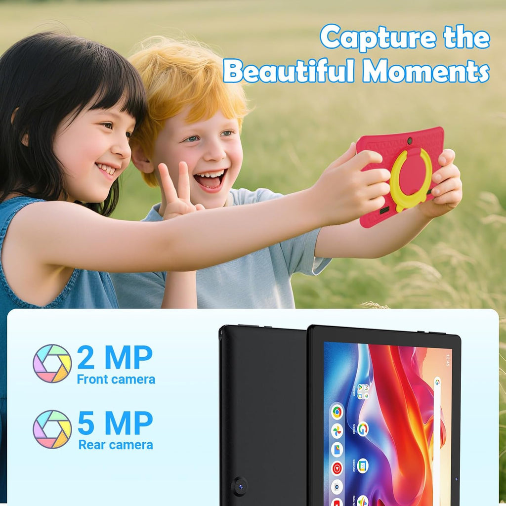 DigiLand Android 15 Kids Tablet,10.1 inch Tablets,6GB RAM+32GB ROM (Expand to TF) Parental Control,Kids Software Pre-Installed,Dual Camera 2MP+5MP,Android Learning Tablet with Proof Case