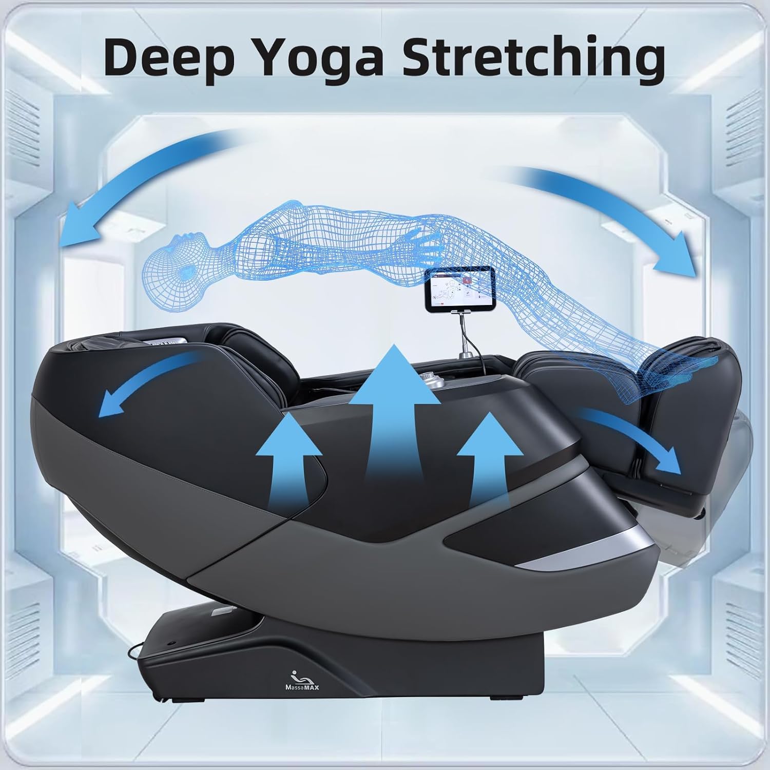 MassaMAX MT339 4D Massage Chair, Full Body Recliner with Auto Footrest, Zero Gravity, OTA Cloud Tech, SL Track, Deep Yoga Stretch, 27 Modes, APP, AI Control, and Heating (Deep Black)