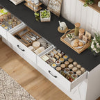 HOSTACK 71" Large Sideboard Buffet Cabinet with Storage, Farmhouse Coffee Bar Cabinet with 3 Drawers, Long Kitchen Buffet Table, Kitchen Sideboard Storage Cabinet for Dining, Living Room, White/Black