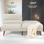 Flamaker Convertible Futon Sofa Bed Futon Couch with Adjustable Back Upholstered Sleeper Sofa Bed for Living Room Furniture (Corduroy, White)