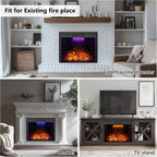 36 inch Electric Fireplace, Wall Fireplace Electric with Remote Control, Realistic Log and Crackling Sound, Overheating Protection and Timer, 750/1500W Black