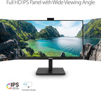 ASUS 27” 1080P Video Conference Monitor (BE279QSK) - Full HD  IPS  Built-in Adjustable 2MP Webcam  Mic Array  Speakers  Eye Care  Wall Mountable  Frameless  HDMI  DisplayPort  VGA  Height Adjustable