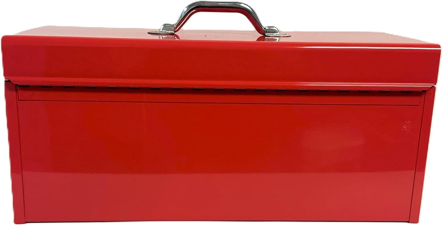 Homak 20" Portable Steel Heavy-duty Tool Box 18-Gauge with Metal Latches and Handle with removable tray, Red