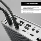 CalDigit TS4  18-in-1 Thunderbolt 4 Docking Station  98W Charging  3* TBT4 (40Gb/s)  3* USB-C + 5* USB-A (10Gb/s)  2.5GbE LAN  1*8K@30Hz or 2*6K@60Hz Displays  Mac/Windows/Chrome  0.8m Certified Cable