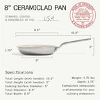 Made In Cookware | 3-Piece (Includes 8", 10", 12") Ceramic Non Stick Frying Pan Set (Stainless Handle) | 5-Ply Stainless Clad with Stay-Cool Handle | Professional Cookware
