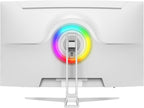 CRUA 32" Curved Gaming Monitor  144Hz/160Hz 4K UHD(3840 * 2160P) 1500R VA Screen  Supports AMD Freesync  120% sRGB  Built-in Speakers  RGB Lighting  Wall Mountable Installs(HDMI 2.1/DP 1.4)-White