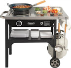 Cuisinart Outdoor Wok Station, 50,000 BTU Propane Outdoor Wok Burner w Prep Table, 14测 Carbon Steel Wok for Stir Fry, Searing, BBQ  Black