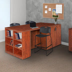 Regency Legacy Stand Up Storage Cabinet/ 3 Desk Quad with Bookcase End- Cherry