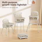 Obee Odee 3-in-1 Portable Baby High Chair for Babies and Toddlers, Convertible Easy Clean Infant Foldable Highchair with Adjustable Legs & Dishwasher Safe Tray, Beige