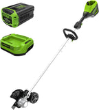 Greenworks 60V 8" Brushless Cordless Edger with 2.0Ah Battery & Charger – Tool-Free Depth Adjustment, Lightweight Lawn Edging Tool, 4-Year Warranty