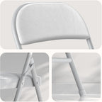 Nazhura 4 Pack Folding Chairs with Padded Cushion and Back, Khaki Metal Chairs with Comfortable Cushion and Durable Steel Frame for Home and Office, for Indoor and Outdoor Events (White, 4 Pack)