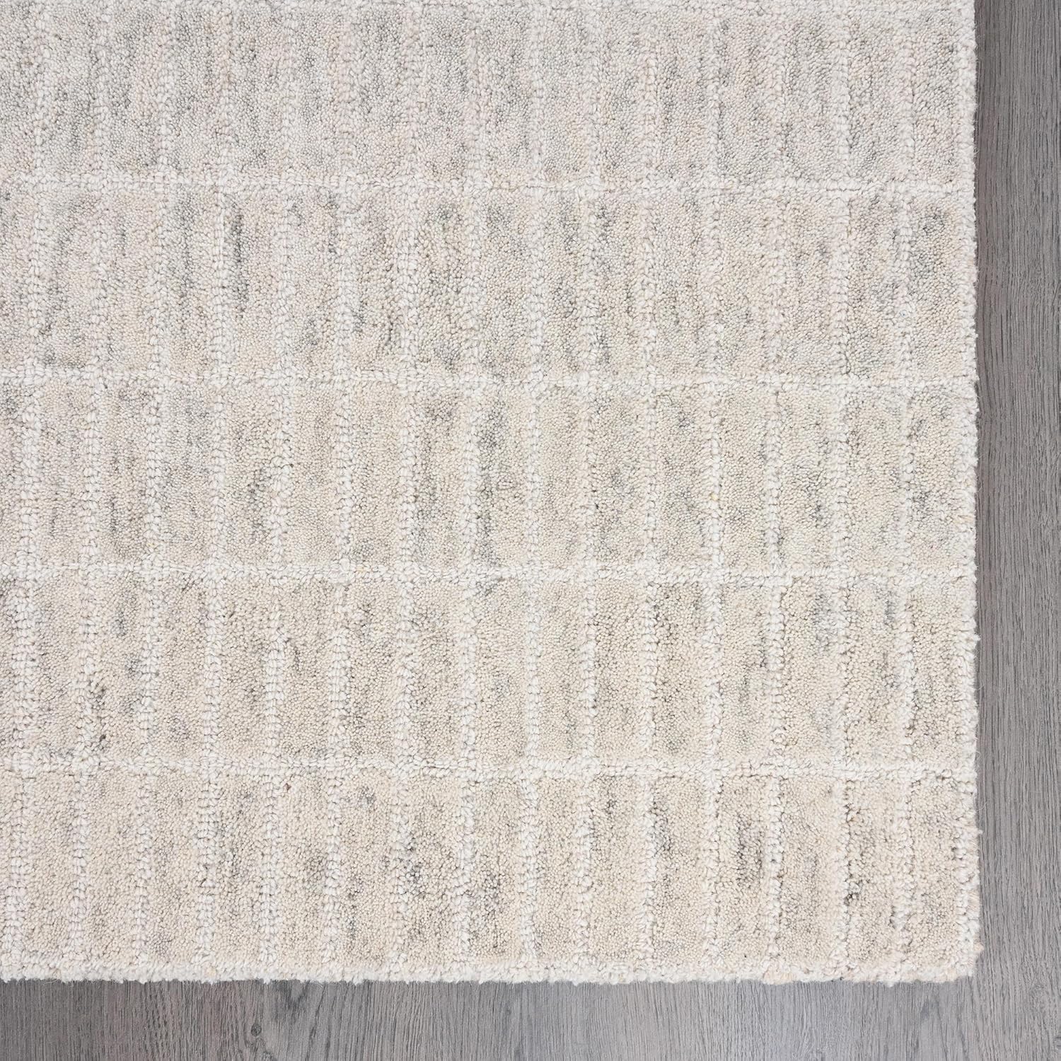 Hand-Tufted 100% Wool Area Rug – Unique Modern Geometric Grid Pattern, Soft Plush Textured Carpet for Living Room, Bedroom, Dining Room & Entryway (Grey, 8' x 10')