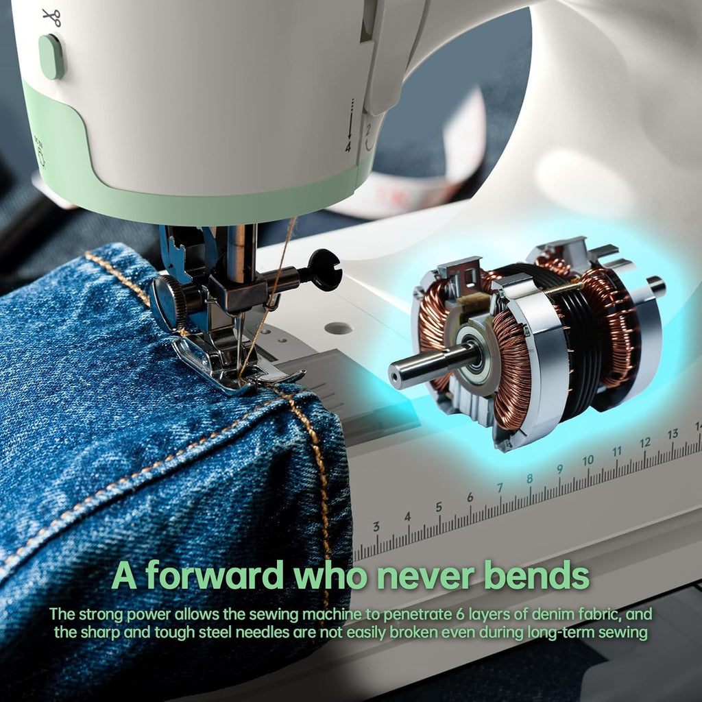 Sewing Machine for Beginners,Double Needle Sewing Machine for Adults,16 Strings of Weaving Dreams,Adjustable Sewing Speed,Suitable for Daily Sewing at Home(White-1)