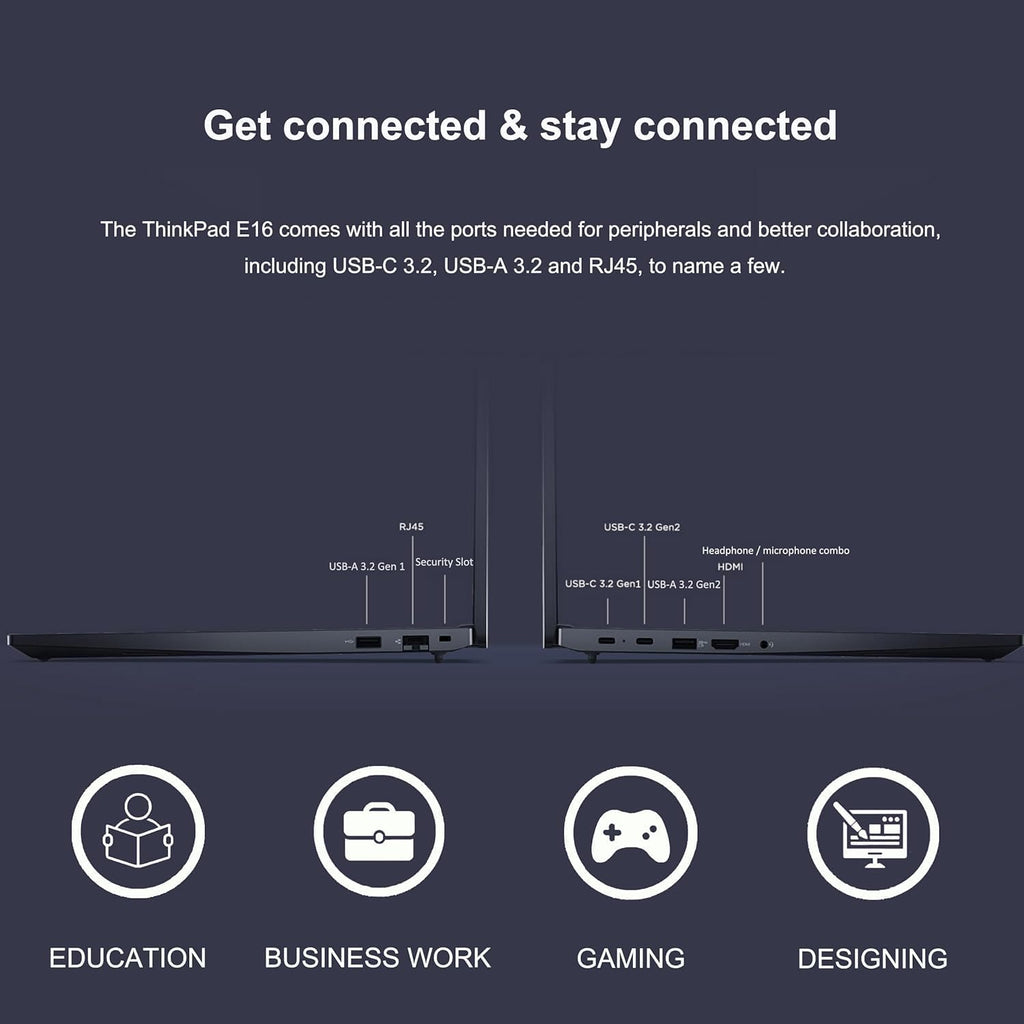 Lenovo ThinkPad E16 Gen 2 Business Laptop (16" FHD+ Anti-Glare  AMD Ryzen 7 7735U (> Intel i7-1355U)  16GB DDR5  512GB SSD) Backlit  Fingerprint  Wi-Fi  Ethernet  1080p Webcam  Win 11 Pro w/ Copilot