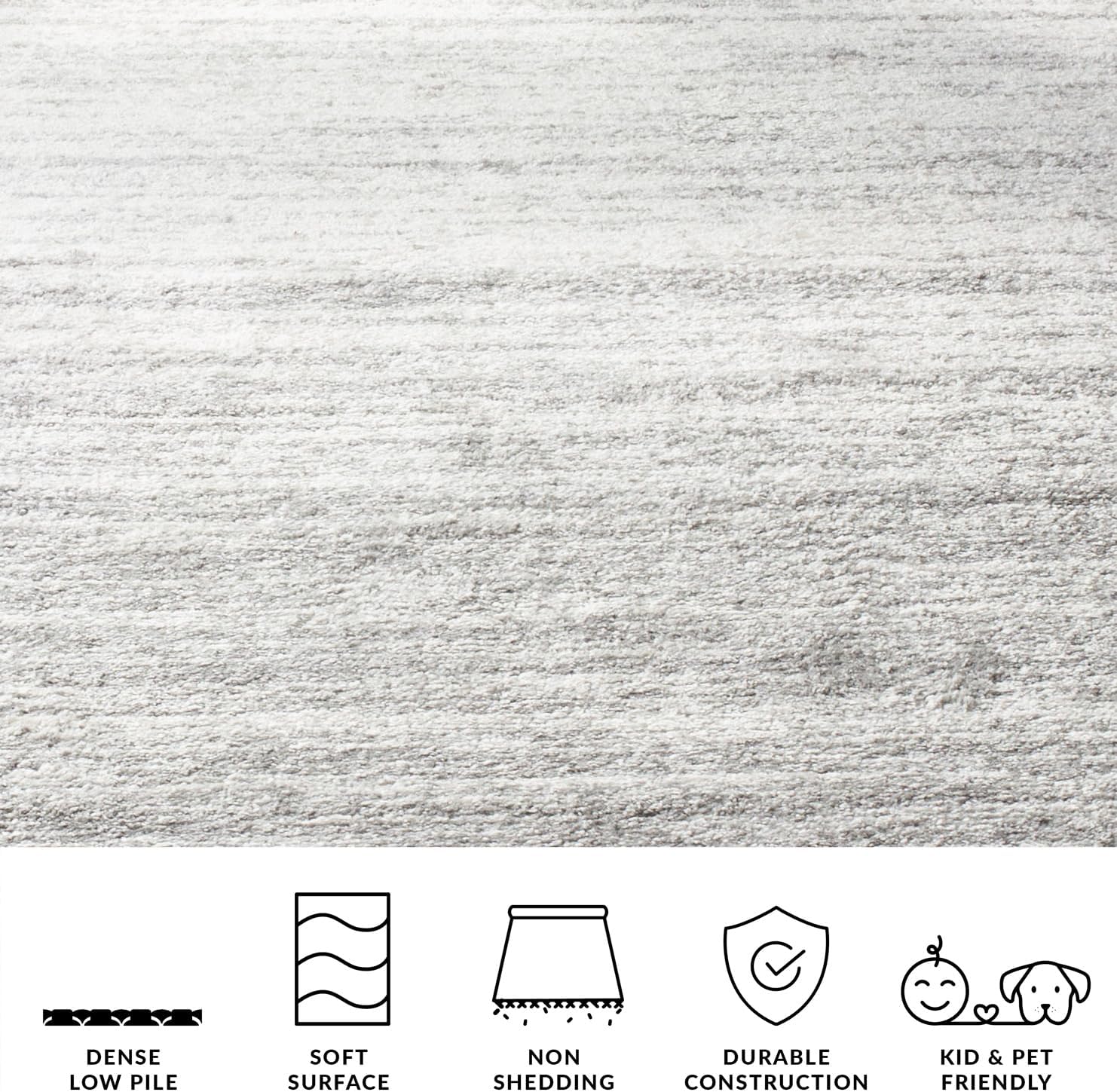 SAFAVIEH Adirondack Collection Area Rug - 12' Square, Ivory & Silver, Modern Ombre Design, Non Shedding & Easy to Clean, Ideal for Living Room, Bedroom, Office, Dining Space (ADR113B)
