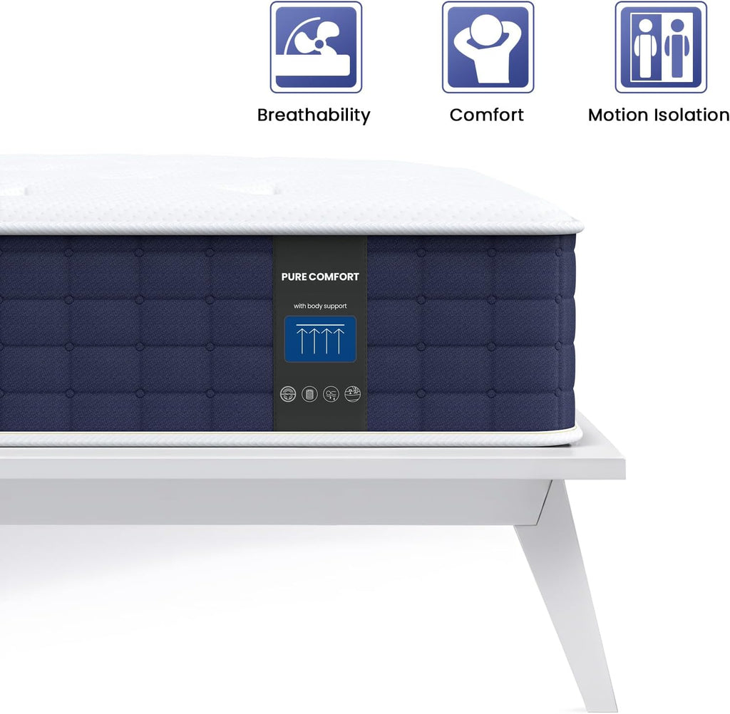 Coolvie Firm King Size Mattress 12 Inch for Adults, Hybrid King Mattress in a Box with Cooling Memory Foam, Pocket Spring for Motion Isolation, Extra Lumbar & Shoulder Support for Pain Relief, 80"x76"