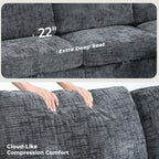 128" Oversized Modular 6 Seater Sofa with Removable Covers and Storage, Convertible U, L-Shaped and Sleeper Sectional, Modern Sectional Couch with Movable Ottoman for Living Room, Apartment, Gray