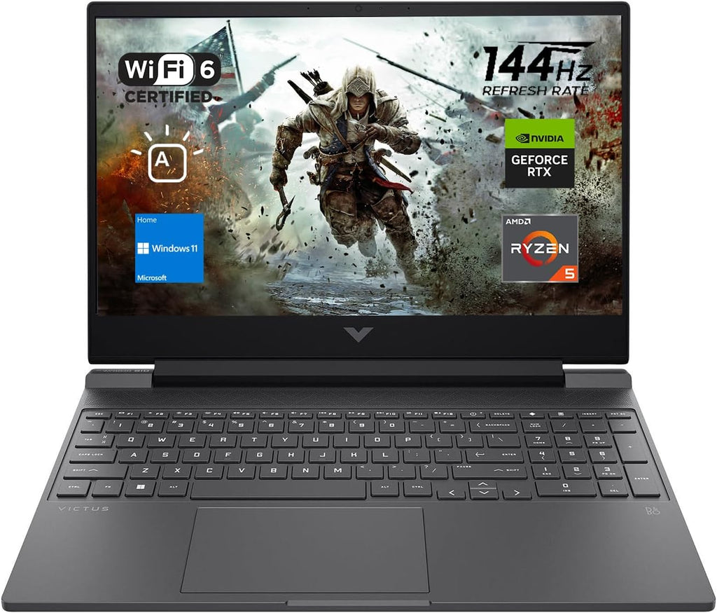 HP Victus 15 Gaming Laptop  15.6" FHD 144Hz Display  AMD Ryzen 5 7535HS  16GB DDR5 RAM  1TB PCIe M.2 SSD  NVIDIA GeForce RTX 2050  HDMI  Webcam  Backlit Keyboard  Wi-Fi 6  Windows 11 Home  Silver
