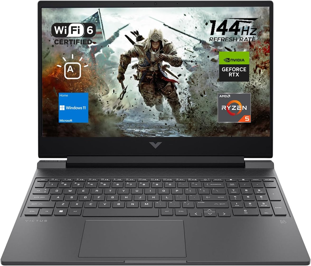 HP Victus 15 Gaming Laptop  15.6" FHD 144Hz Display  AMD Ryzen 5 7535HS  16GB DDR5 RAM  1TB PCIe M.2 SSD  NVIDIA GeForce RTX 2050  HDMI  Webcam  Backlit Keyboard  Wi-Fi 6  Windows 11 Home  Silver