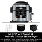 Ninja OL701 Foodi 14 in 1 SMART XL 8 Qt. Pressure Cooker Steam Fryer with SmartLid & Thermometer Auto Steam Release, that Air Fries, Proofs & More, 3 Layer Capacity, 5 Qt. Crisp Basket, Silver/Black