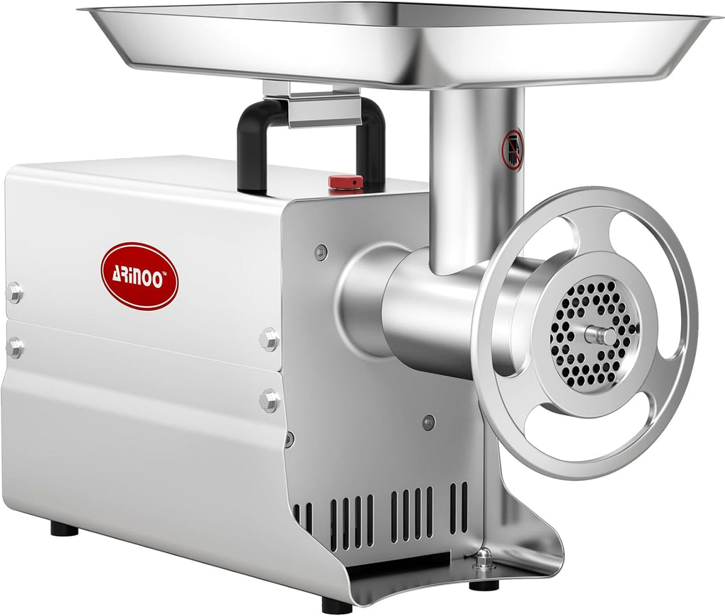 Commercial Electric Meat Grinder #22, 1.2HP Heavy Duty Stainless Steel Meat Mincer with 2 Blades, 2 Plates & 3 Stuffing Tubes,Sausage Stuffer Machine for Home Kitchen & Restaurant Use