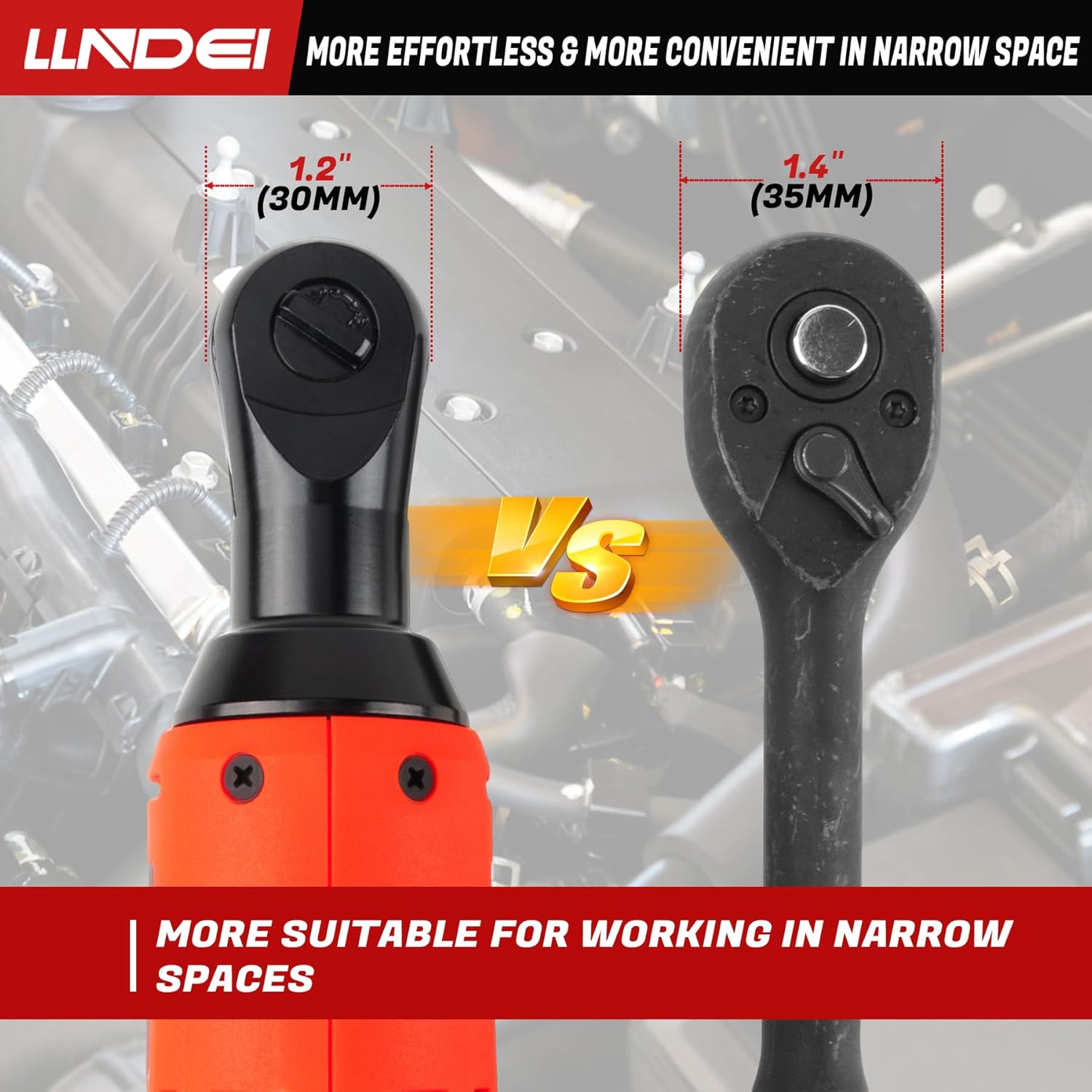 LLNDEI 3/8" 58Pcs Cordless Electric Ratchet Wrench Set with Socket Set,12V High Capacity Electric Wrench(40FT-LBS(55N.M)) with Adjustable Speed, LED Light for Battery.