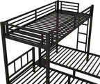 Twin Over Twin Over Twin Triple Bunk Bed for Kids,3 Bed Bunk Beds for 3,Metal Triple Bunk Beds with Built-in Desk,Separates Into 3 Twin Beds,Noise Reduced Structure,Black