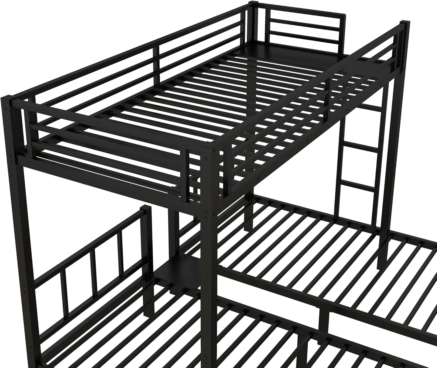 Twin Over Twin Over Twin Triple Bunk Bed for Kids,3 Bed Bunk Beds for 3,Metal Triple Bunk Beds with Built-in Desk,Separates Into 3 Twin Beds,Noise Reduced Structure,Black