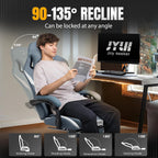 GTPLAYER Gaming Chair Ergonomic Office Chair with Foot Rest & Pocket Spring Cushion, High Back Computer Desk Chair with Headrest & Lumbar Support, Breathable Fabric Game Chair for Adults, Blue