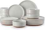 MALACASA Plates and Bowls Sets, 18 Pieces Modern Ceramic Dinnerware Set for 6 Kitchen Dinner Set Stoneware Dishware Dishes Set Microwave and Dishwasher Safe, Grey, Series TARA