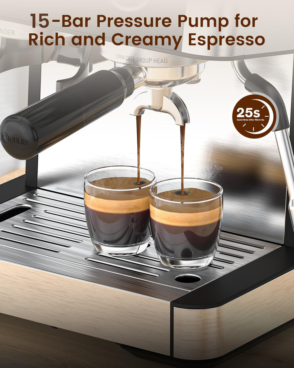 (2026 Upgrade) Espresso Machine with Grinder, 15 Bar Expresso Coffee Machines, Professional Coffee Maker for Latte&Cappuccino with Milk Frother, Expresso Machines for Home Descaling Kit Included Black