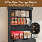 71" Tall Farmhouse Kitchen Pantry, Large Storage Cabinet with Drawers, Freestanding Coffee Bar Hutch with Microwave Stand, Adjustable Shelves for Kitchen, Living Room, Black 4 Pcs
