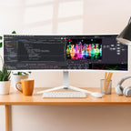 CRUA 49" White Curved Monitor | DQHD(5120 * 1440)  120Hz  1500R  32:9  AMD FreeSync  120% sRGB  Height Adjustable Ultra-Wide Screen Computer Monitors  HDMI 2.1 & DP 1.4  Wall Mount Install