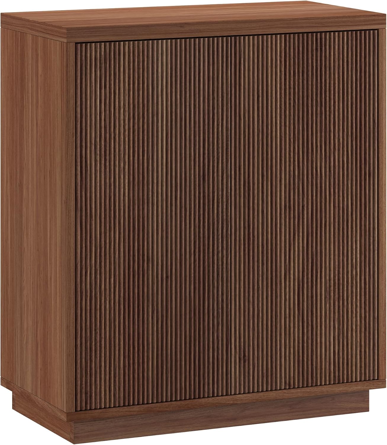 Henn&Hart 28" Fluted Wooden Accent Cabinet, Ribbed Modern Sideboard Buffet Cabinet with 2 Doors and an Adjustable Shelf for Living Room, Dining Room, Bedroom or Entryway, Medium Walnut