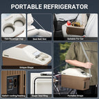 ICEROVER 12V Portable Car Refrigerator Cooler/Warmer 8 Quart (9L) Car Fridge 40~140℉,12 V110V-220V, Electric Compact Camping Cooler Thermoelectric 12V Small Fridge for RV,Camping (Brown)