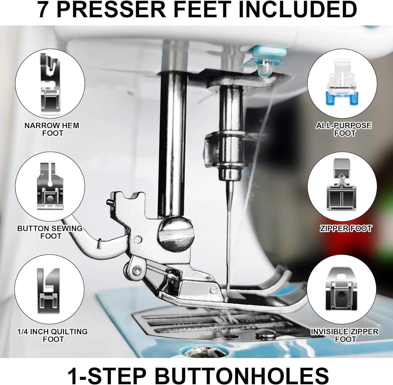 Sewing Machine for Beginners, Starter Safe Sewing Machine For Grandmother, Granddaughter, Adults, 505 New Upgraded Pro Sewing Machines with Extension Table -7 Presser Feet, Foot Pedal