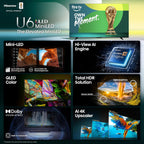 Hisense 55" Class U6 Series Mini-LED 4K UHD Smart Fire TV (55U65QF  2025 Model) - QLED  Native 144Hz  HDR10+  Dolby Vision IQ  Dolby Atmos  Game Mode Pro  ALLM  Alexa Built in  Black