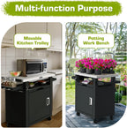 NUUK Grill Table with Storage Cabinet  Outdoor Bar Cart Pizza Oven Table with Wheels  Stainless Steel Top Kitchen Island 20" x 30" Rolling Prep Station for Indoor  BBQ  Deck  Backyard